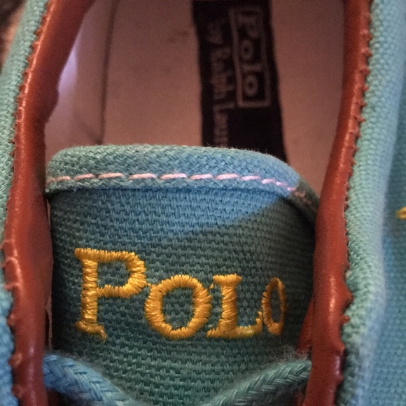 Size 8 Polo by Ralph Lauren bright blue sneakers! - Picture 2 of 4